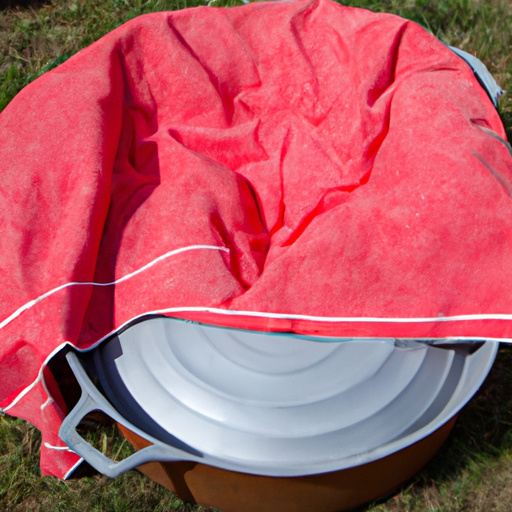 A Dutch oven being dried with a soft cloth.